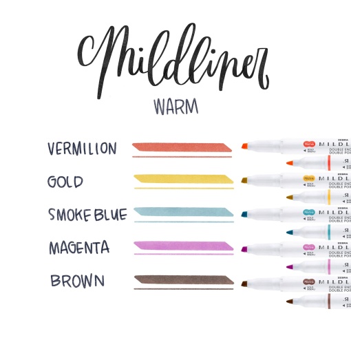 Sublinhador ZEBRA Mildliner 2 pontas - 5 cores quentes
