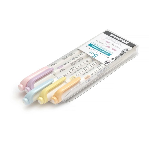 Sublinhador ZEBRA Mildliner 2 pontas - 5 cores suaves