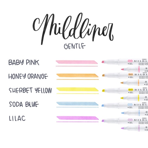 Sublinhador ZEBRA Mildliner 2 pontas - 5 cores suaves