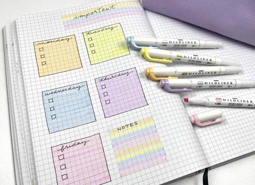 Sublinhador ZEBRA Mildliner 2 pontas - 5 cores suaves