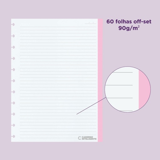 Recarga para CADERNO INTELIGENTE grande 215x280mm ColorCode pautado 60 folhas 90g