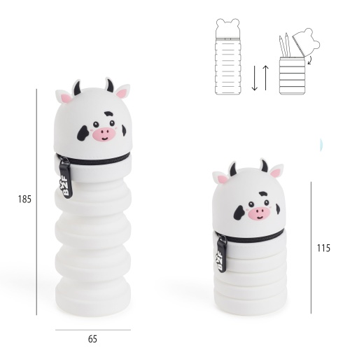 Estojo escolar de silicone extensível MIQUELRIUS Growing Pets Vaquinha