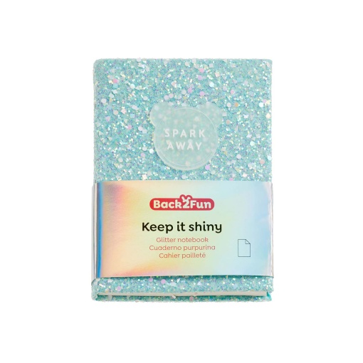 Caderno glitter A6 liso 96 folhas MIQUELRIUS Keep it Shiny azul