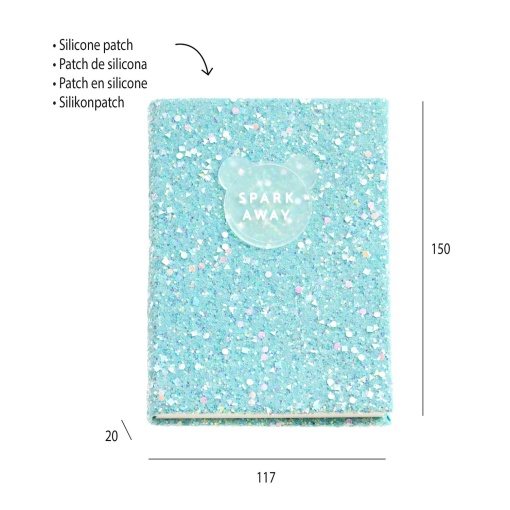 Caderno glitter A6 liso 96 folhas MIQUELRIUS Keep it Shiny azul