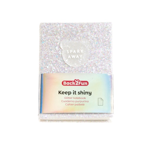 Caderno glitter A6 liso 96 folhas MIQUELRIUS Keep it Shiny branco