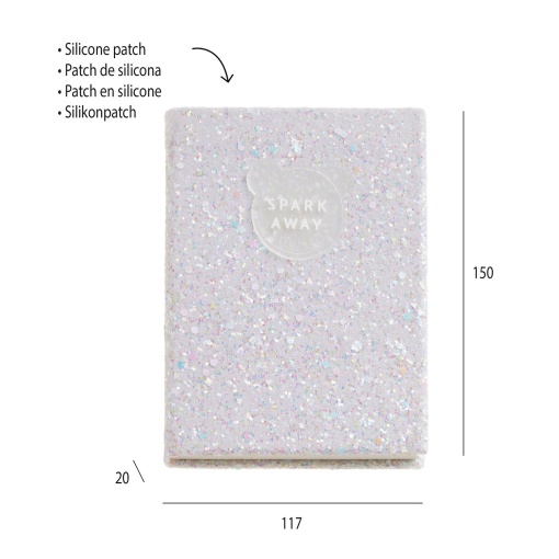 Caderno glitter A6 liso 96 folhas MIQUELRIUS Keep it Shiny branco