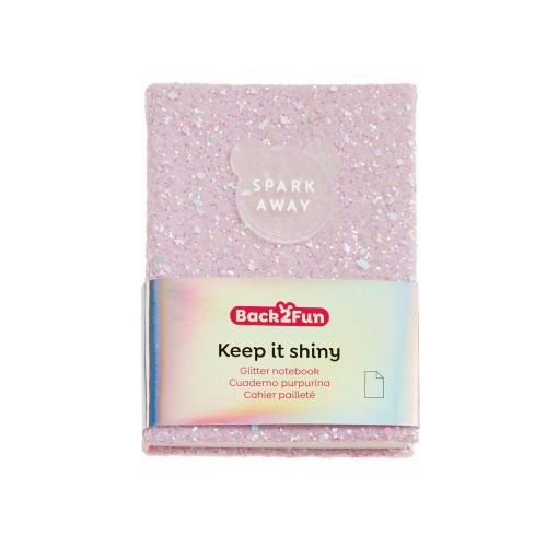 Caderno glitter A6 liso 96 folhas MIQUELRIUS Keep it Shiny rosa