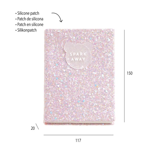 Caderno glitter A6 liso 96 folhas MIQUELRIUS Keep it Shiny rosa