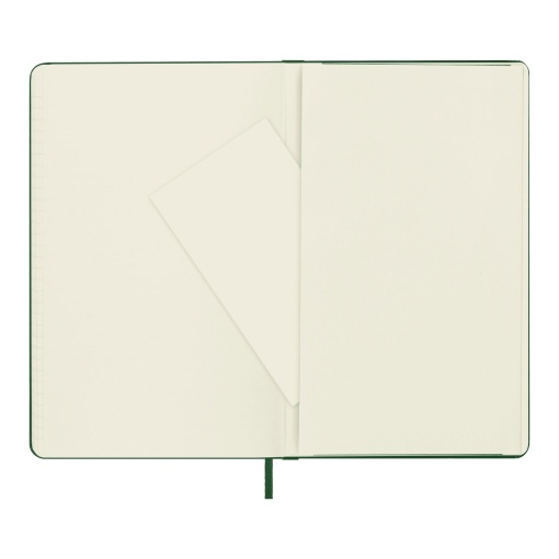A5 hardcover notebook, Moleskine Classic Collection, lined, 120 sheets, blueberry green, with elastic closure.