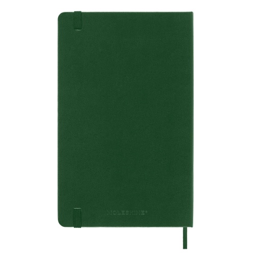 A5 hardcover notebook, Moleskine Classic Collection, lined, 120 sheets, blueberry green, with elastic closure.