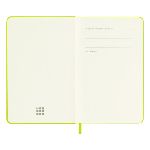 Caderno A6 capa dura MOLESKINE Classic Collection pautado 96 folhas verde Lemon com elástico