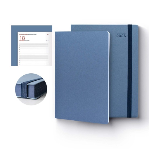 Agenda diária A5 2026 FIRMO Eco Blue e caderno A5