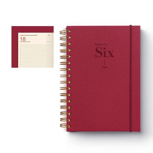 Agenda diária A5 2026 FIRMO espiral Eco Margot com elástico