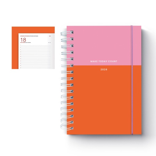 Agenda diária A5 2026 espiral FIRMO Eco Isla com elástico