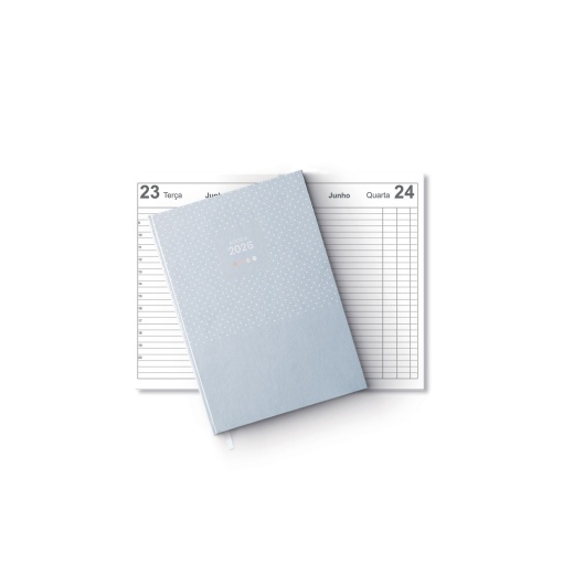 Agenda diária A6 2026 FIRMO Micro Spot azul lagoa