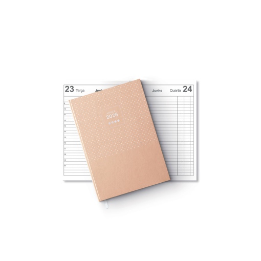 Agenda diária A6 2026 FIRMO Micro Spot laranja tangerina