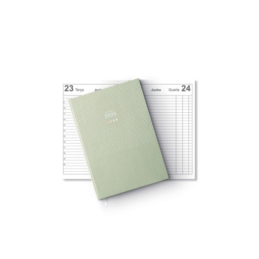 Agenda diária A6 2026 FIRMO Micro Spot verde oliva