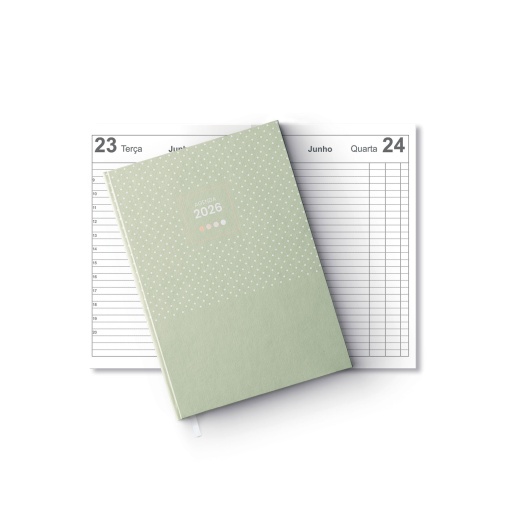 Agenda diária A5 2026 FIRMO Super Spot verde oliva