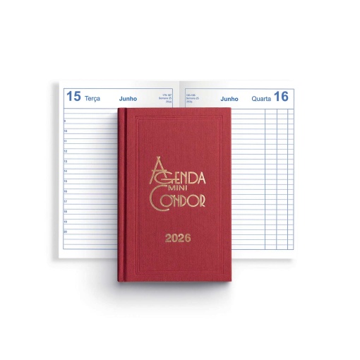 Agenda diária A6 2026 FIRMO Mini Condor vermelho