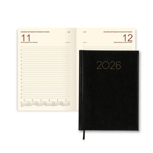 Agenda diária A5 2026 FIRMO Condor Excel preta