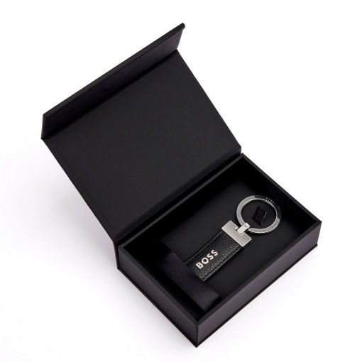 Porta-chaves em pele Hugo Boss Classic Grained preto