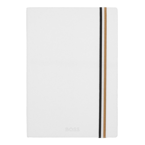 Caderno A5 pautado Hugo Boss Iconic branco com elástico
