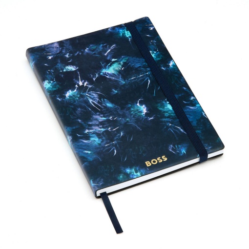 Caderno A5 pautado HUGO BOSS Tie-Dye Flower 96 folhas 80g azul com elástico