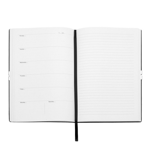 Caderno A5 pautado com agenda A5 HUGO BOSS Iconic 96 folhas 80g preto com elástico