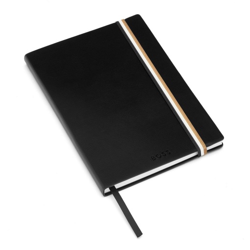 Caderno A5 pautado com agenda A5 HUGO BOSS Iconic 96 folhas 80g preto com elástico