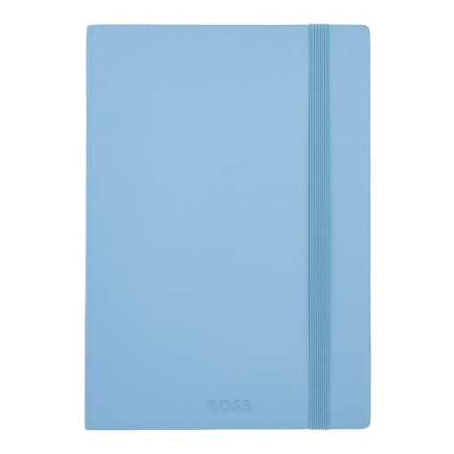 Caderno A5 pautado Hugo Boss Pastel Classic azul com elástico