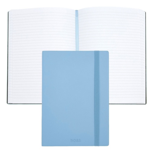 Caderno A5 pautado HUGO BOSS Pastel Classic 96 folhas 80g azul com elástico