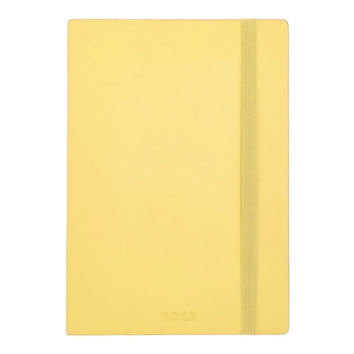 Caderno A5 pautado Hugo Boss Pastel Classic amarelo com elástico