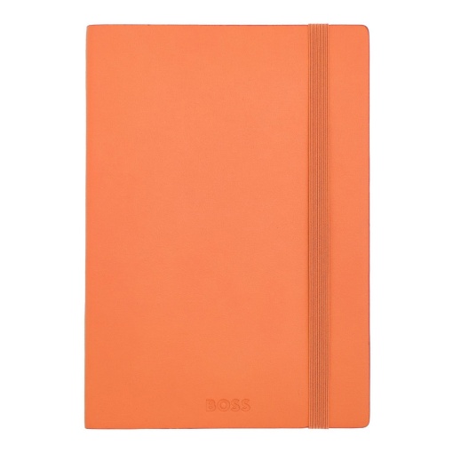 Caderno A5 pautado Hugo Boss Pastel Classic laranja com elástico