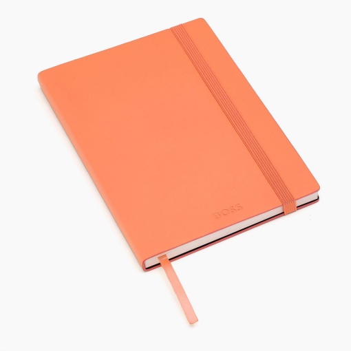 Caderno A5 pautado HUGO BOSS Pastel Classic 96 folhas 80g laranja com elástico