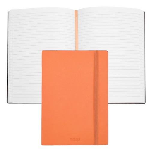 Caderno A5 pautado HUGO BOSS Pastel Classic 96 folhas 80g laranja com elástico