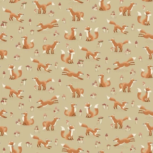 Tecido MAKOWER Hello Autumn Fox Tales Cream 1x1,12m