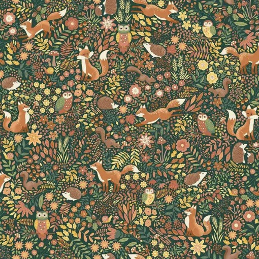 Tecido MAKOWER Hello Autumn Wild Wood Green 1x1,12m