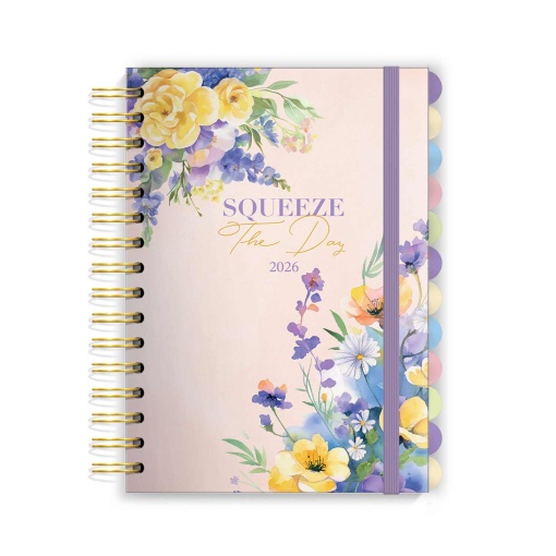 Agenda semanal A5 2026 espiral AMBAR Squeeze com elástico e separadores