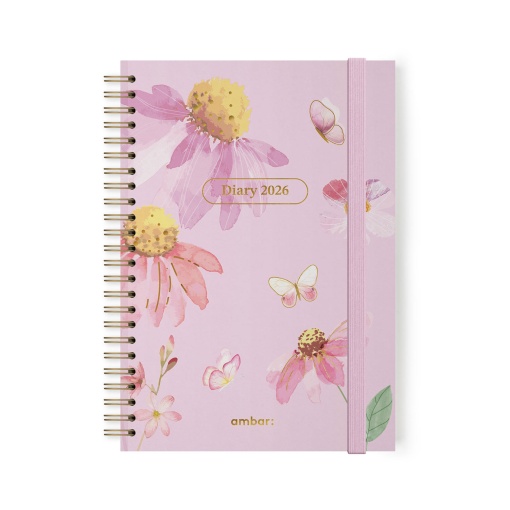 Agenda semanal A5 2026 espiral AMBAR Papillon com elástico sortido