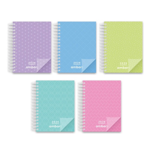 Agenda semanal A7 2026 espiral AMBAR Look sortido