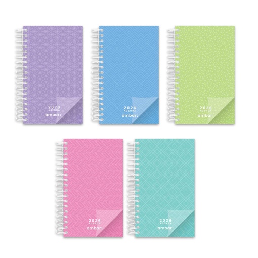Agenda semanal A6 2026 espiral AMBAR Look sortido