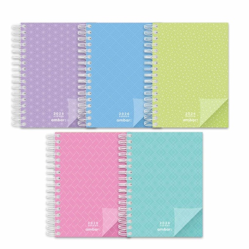 Agenda diária A5 2026 espiral AMBAR Look sortido