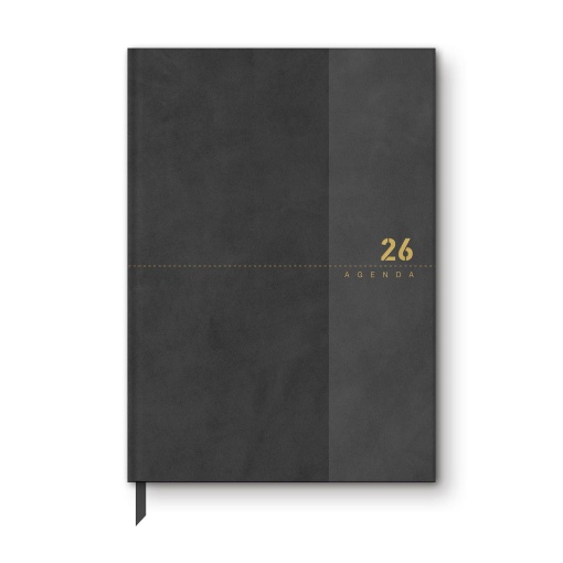 Agenda diária A5 2026 AMBAR Vintage preta