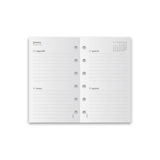 Refill organizer, 2 days per page, A7, 2026, Amber, 5 quarters.