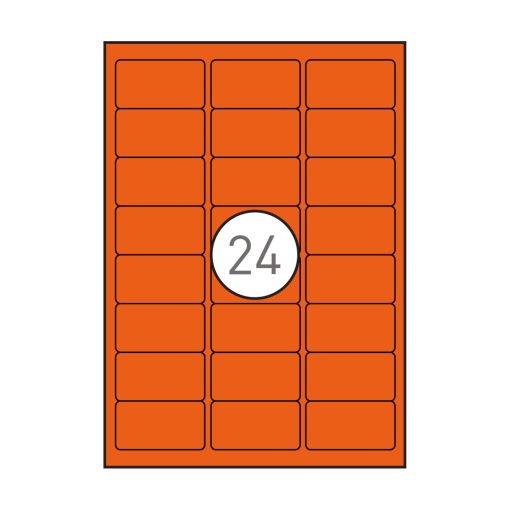 A4 labels 64x33.9mm fluorescent orange 100 sheets SIMPLY - 2400 units