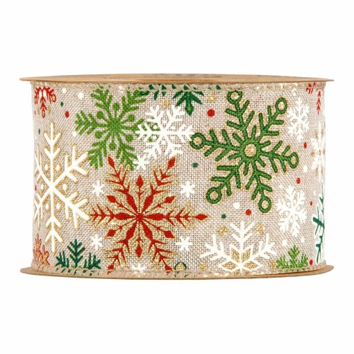 Fita de tecido MP Happy Xmas 63mmx10m flocos de neve