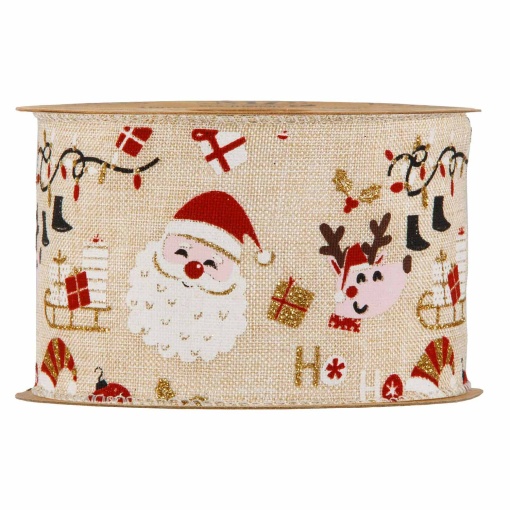 Fita de tecido MP Happy Xmas 63mmx10m o Pai Natal e as renas