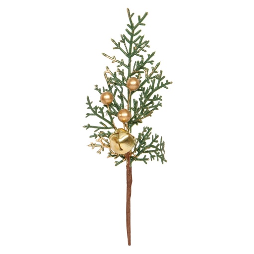 Haste com bagas e guizo dourados 20cm (6 unidades) MP