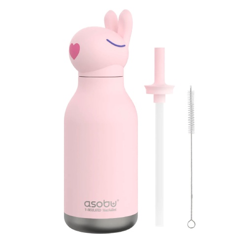 Garrafa térmica com palhinha ASOBU Bestie 460ml coelho