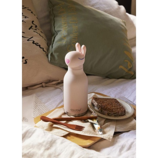 Garrafa térmica com palhinha ASOBU Bestie 460ml coelho